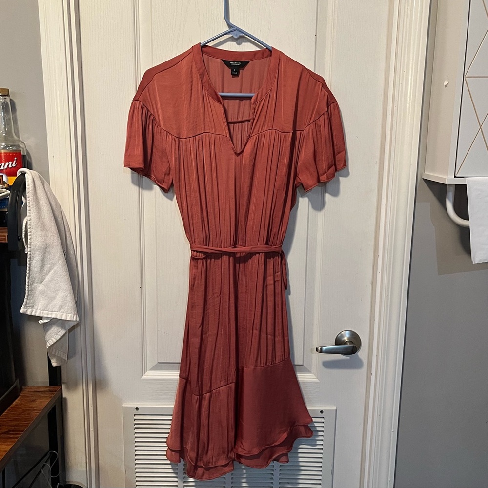 Rust color midi dress